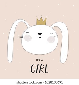 Vector print with cute bunny