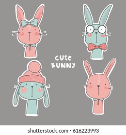 vector print with cute bunny