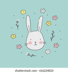 vector print with cute bunny