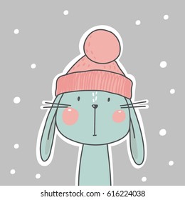 vector print with cute bunny