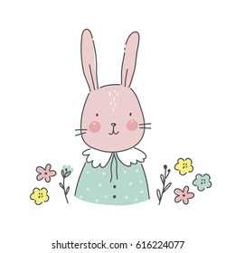 vector print with cute bunny