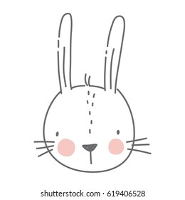 Vector print with cute bunny. Can be used print print  for  t-shirts, home decor, posters, cards. 