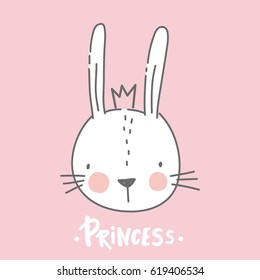 Vector print with cute bunny. Can be used print print  for  t-shirts, home decor, posters, cards. 