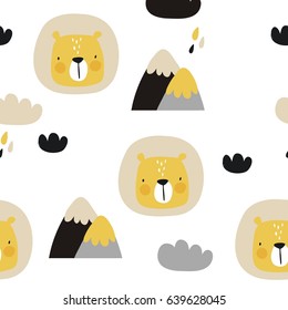 Vector print with cute lion
