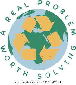 Vector print design for children with the theme of protecting the world and ecological balance.