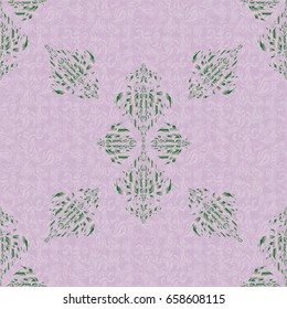 Vector print for design invitation, printing, card, wallpaper, textile or fabric. Motley ornament seamless pattern in green colors.
