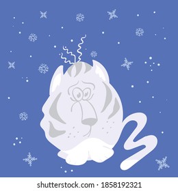 Diseño de impresión vectorial para niños con tigre divertido. Ilustración animal