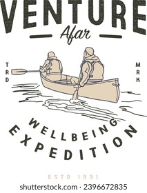 Vector print design on canoe theme.