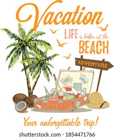 Vector print design on the holiday theme for t-shirts.