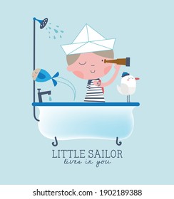 vector print design on the sailor theme for babies