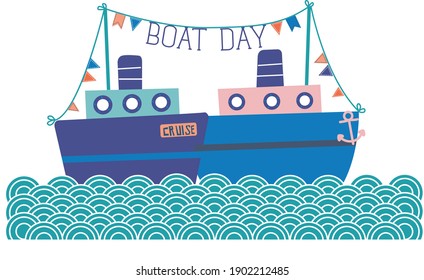 vector print design on the theme of cute sailors for babies