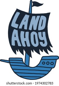 Vector print design on the theme of land ahoy for kids