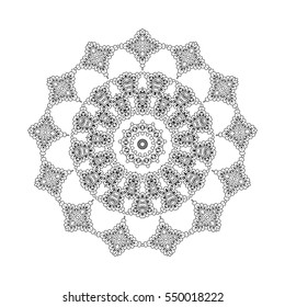 vector,  print  henna. mandala flower, coloring page, coloring book, white background,   decoration ethnic graphic