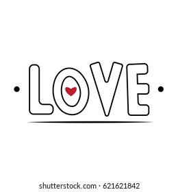 Vector print illustration. Love. Contour.Eps10.