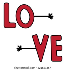 Vector print illustration. Love. Hands.Eps10.