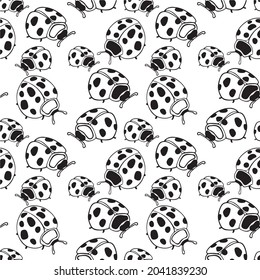 vector print ladybug black and white print on fabric pattern for wallpaper print for paper packaging vector insect