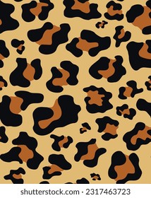 Vector print leopard seamless pattern, texture of a cat, spots on a yellow background