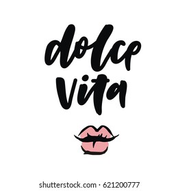 Vector print with lettering. Dolce vita