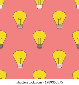 vector print of light bulb on pink background, seamless print for clothing or print