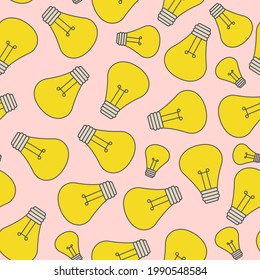 vector print of light bulb on pink background, seamless print for clothing or print