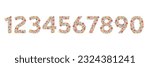 Vector print numbers of gears. Number 1 2 3 4 5 6 7 8 9 0. 