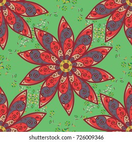 Vector. For print on fabric, textiles, wallpaper. Vector illustration. Vintage retro style. Cute floral pattern with buds flowers. Seamless background.