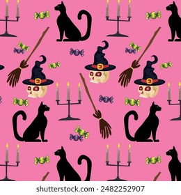 Vector print on the Halloween theme. A festive pattern for a bright print on the theme of an ominous holiday.