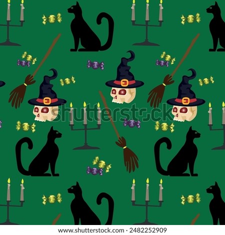 Vector print on the Halloween theme. A festive pattern for a bright print on the theme of an ominous holiday.