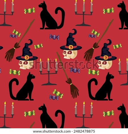 Vector print on the Halloween theme. A festive pattern for a bright print on the theme of an ominous holiday.