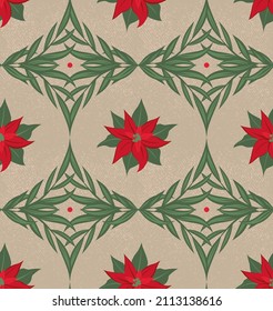 
Impresión vectorial. Patrón de ramitas y puntiagudos sobre un fondo de papel kraft.