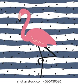 Vector print  with pink flamingo