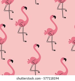 Vector print  with pink flamingo