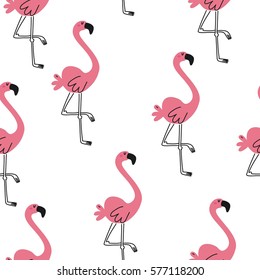 Vector print  with pink flamingo