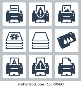 Vector print, printer icons set