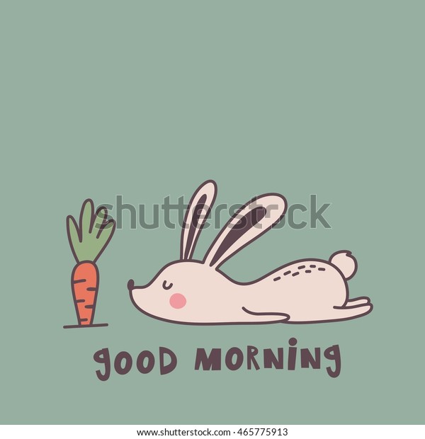 Vector Print Rabbit Good Morning Stock Vector (Royalty Free) 465775913