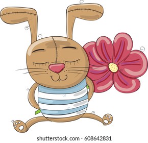 Vector print with rabbit.A child's drawing to print on a t-shirt or postcard