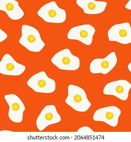 vector print scrambled eggs. seamless print of broken eggs for clothes or print. scrambled eggs on a red background