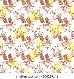 vector print, seamless Wallpaper with a picture of the muzzle of a giraffe