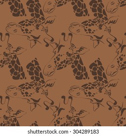 vector print, seamless Wallpaper with a picture of the muzzle of a giraffe