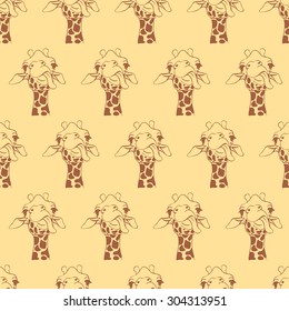 vector print, seamless Wallpaper with a picture of the muzzle of a giraffe