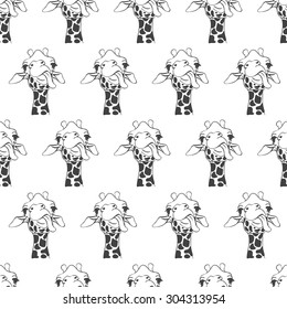 vector print, seamless Wallpaper with a picture of the muzzle of a giraffe