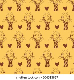 vector print, seamless Wallpaper with a picture of the muzzle of a giraffe