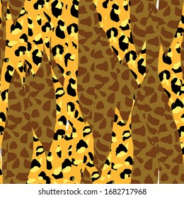 Vector Print Skin Animal. Safari Endless Motif. Vector Leather Imitation. Savannah Decor. Stripes and Blur. Brindle Ethnic. Zoo Vector Blots Pattern.