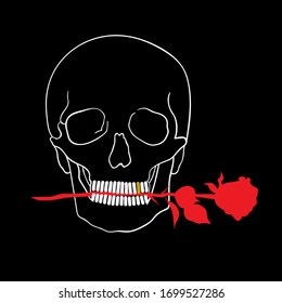 Vector print. Skull and Rose. 