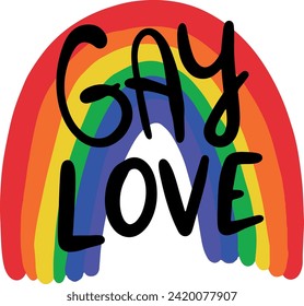 Vector  print for t shirt .  LGBT rainbow flag colors, love word , Typography print for t shirt and greating card. Vector