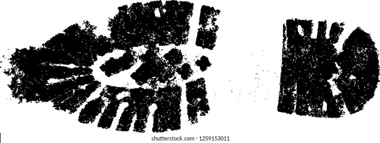 Vector Print Texture. footprints human shoes silhouette in snow . Design Element . Traces of Boot . Mud splash grunge texture

