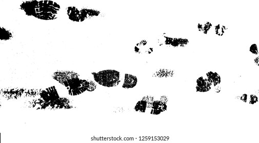 Textura de impresión vectorial. huellas de la silueta de zapatos humanos en la nieve. Elemento de diseño . Rastros de arranque . Textura de estribo de barro
