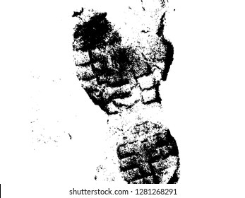 Vector Print Texture. footprints human shoes silhouette in snow . Design Element . Traces of Boot . Mud splash grunge texture - Vector 