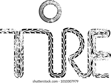 Vector Print Textured Tire Track . Transportation Logo . Design Element .Bike thread silhouette