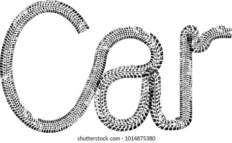 Vector Print Textured Tire Track . Wheel Design Element .Car thread silhouette . Skid Marks